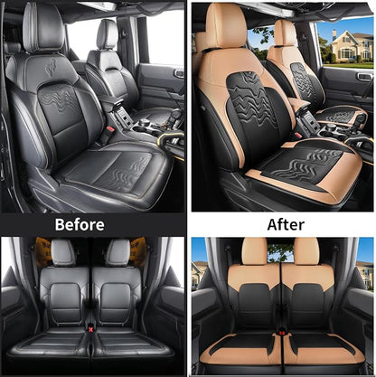 Red Rain Seat Cover Full Set for Ford Bronco 2 Door Seat Covers 2021-2026 | Waterproof Leather Car Seat Cover Black and Orange Auto Seat Cushion Protector (Bronco 2Door-Black+Orange) - Image 6