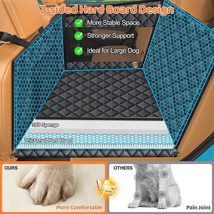 URPOWER Hard Bottom Dog Car Seat for Back Seat, Waterproof Hammock | Passenger-Friendly, Child Seat Compatible, 3-Sided Hard Boards, 200 lbs Support, 40% More Space, Waterproof, Mesh Window - Image 3