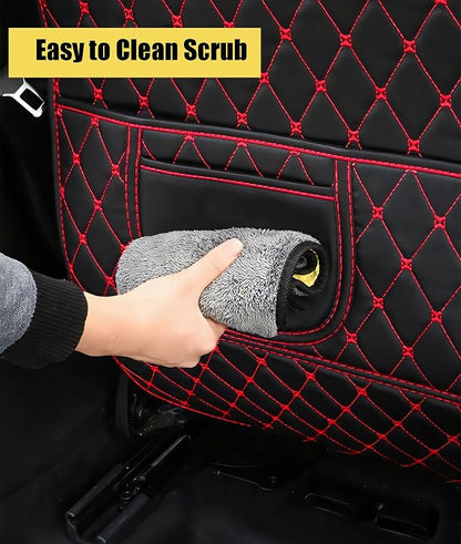 Leatherette Car Seat Protector - 2 Pack Large Car Kick Mats with Storage Organizer Seat Back Cover Against Dirty Shoes & Scratches, Universal Fit for Most Vehicles (Black with Red Line) - Image 6