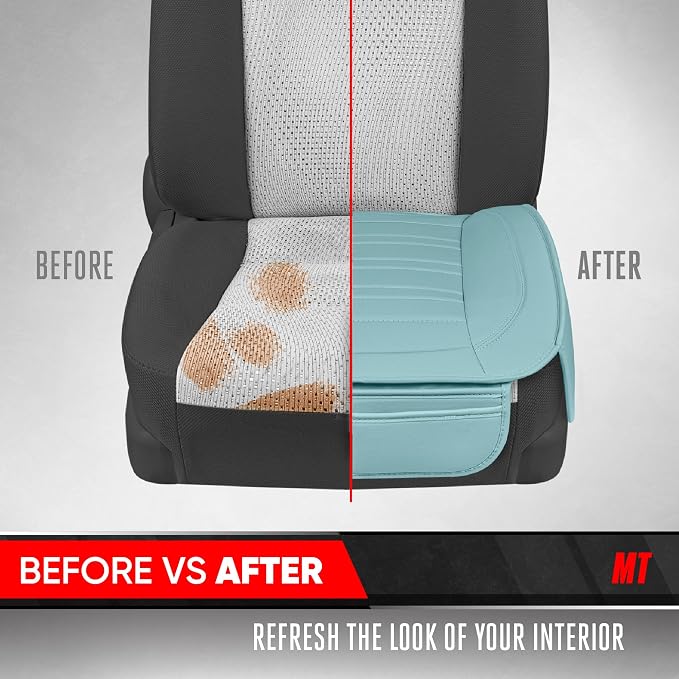 Motor Trend Seat Covers for Cars Trucks SUV, Faux Leather 2-Pack Mint Padded Car Seat Covers with Storage Pockets, Premium Interior Car Seat Cover - Image 6