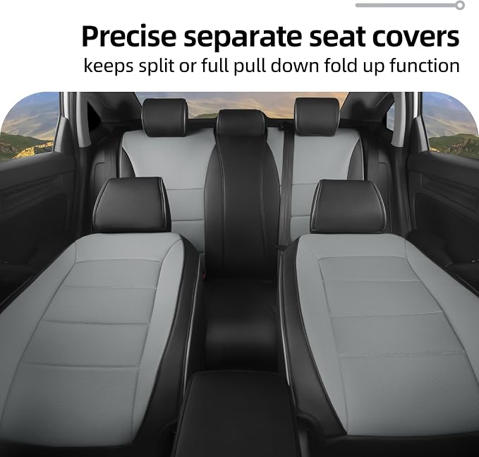Lolcar Custom Fit Civic Seat Cover Full Set for Honda Civic (Sedan 2022 2023 2024 Touring)&(Sedan 2025-2026 Sport Touring),5-Seats Full Set,Leather Seat Protector(Black/Gray) - Image 8