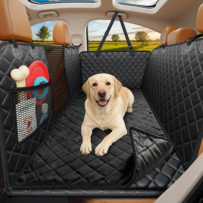 URPOWER Hard Bottom Dog Car Seat Cover, Back Seat Extender with Blanket | 2 in 1 Design, Non-Slip Blanket, 400 lbs Support, 40% More Space, Waterproof, Fits Cars & SUVs, Mesh Window, Easy Care by URPOWER