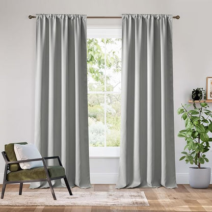 RYB HOME Bedroom Blackout Curtains 84 inches Long, 100% Blackout | Thermal Insulated, Noise Reducing, Curtains for Living Room Nursury, For Sleep, W42 x L84, Biscotti Beige by RYBHOME