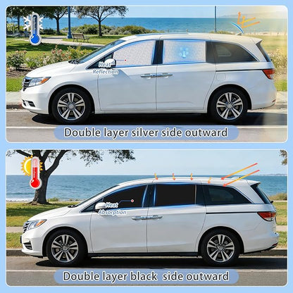 Zatooto Honda Odyssey Sunshade 2020-2024,Reflective & Magnetic & Privacy | 4 Pack Custom Fit. Keeps Car Cool. Ideal for Camping, Naps & Protecting Valuables. Easy Foldable Storage. - Image 3