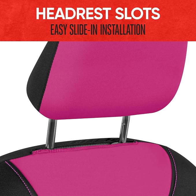 Motor Trend AquaShield Waterproof Front Seat Covers, Pink Seat Covers for Cars – Neoprene Front Car Seats Cover, SUV Seat Covers Protector - Car Interior Cover for Auto, Trucks, & Dog Owners - Image 4