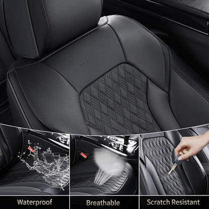 Seat Covers, Car Seat Covers Front Seats, Luxury Nappa Leather Seat Covers, Breathable and Waterproof Car Seat Protector 2 Seat, Automotive Seat Covers Universal Fit for Most Cars-Black - Image 6