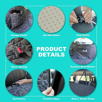 Meginc Dog Car Seat Cover for Back Seat, 60" Waterproof Dog Car Hammock with Mesh Window and Side Flaps, 600D Oxford Fabric Pet Seat Protector for Cars, SUVs & Mid-Size Trucks, Black - Image 5
