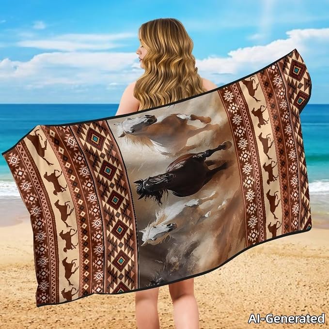 SEANATIVE Western Horse Print Car Accessories Sweat Towel Seat Cover Protectors Universal Fit for Car Truck SUV Seat for Dog & Kid Workout Outdoor OR Sport Activities - Image 4