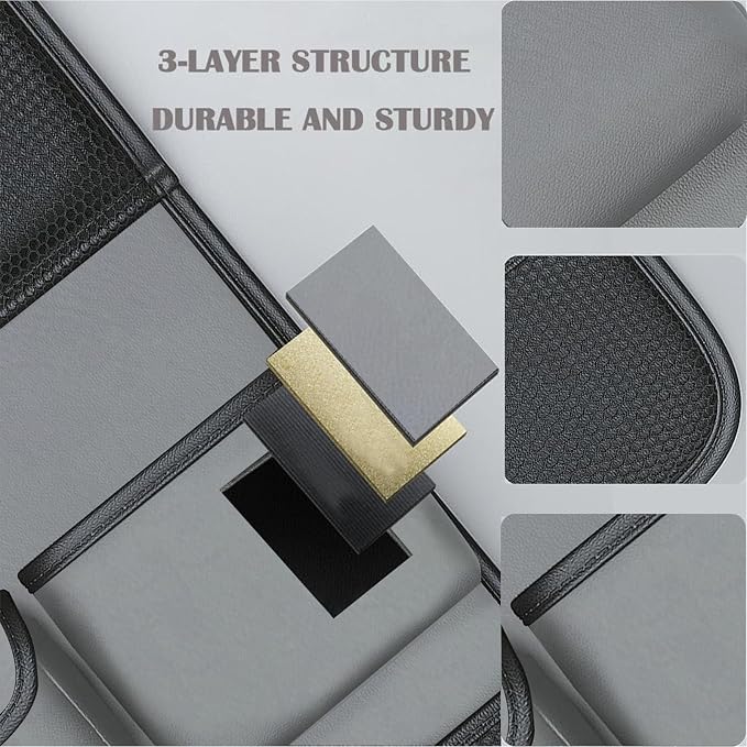 2 Pack Leather Car Backseat Organizer with Foldable Table Tray, Universal Car Seat Back Protector Kick Mat with Touchscreen Tablet Holder, Storage Pockets, Cup Holders & Tissue Holder, Black - Image 6