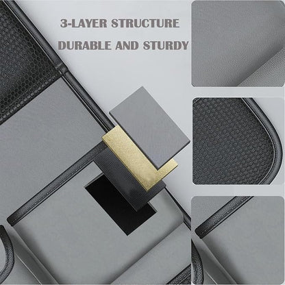 2 Pack Leather Car Backseat Organizer with Foldable Table Tray, Universal Car Seat Back Protector Kick Mat with Touchscreen Tablet Holder, Storage Pockets, Cup Holders & Tissue Holder, Black - Image 6