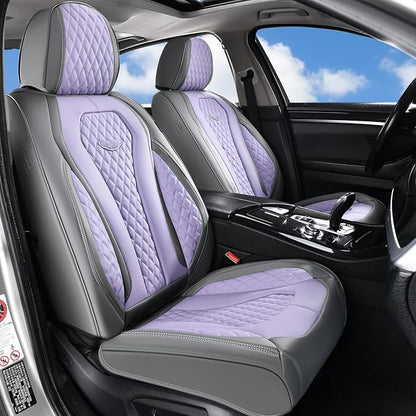 Coverado Leather Seat Covers 2 Seats, Car Seat Covers Front Seats, Purple Car Seat Cover 2 Pack, Front Car Seat Covers, Car Seat Cushion, Auto Seat Covers Driver Seat Protector Universal Fit Most Cars by COVERADOAUTO