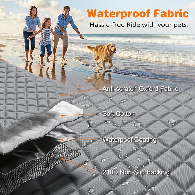 URPOWER 4 in 1 Dog Car Seat Cover for Back Seat, Waterproof Hammock | Mesh Window, Side Flaps, 600D Oxford, Scratch Resistant, Non-Slip, Easy Install, Machine Washable, Dog Seat Belt Included - Image 7