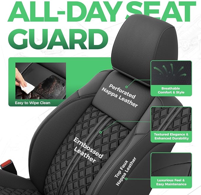 RIDEPOSH Custom Leather Seat Covers for Toyota Tacoma Double Cab 2016-2023 | full set, BK, OEM fit, premium waterproof leather, anti-slip, extra pockets, long-term durability, airbag compatible - Image 3