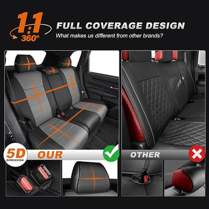 Custom Fit Seat Covers for Honda CRV: 2023 2024 2025 2026 | EX-L,EX,LX,Touring,Special Edition and Hyrbid Models Full Set Faux Leather Car Seat Coves Waterproof (5 Seats,Black+Gray) - Image 6