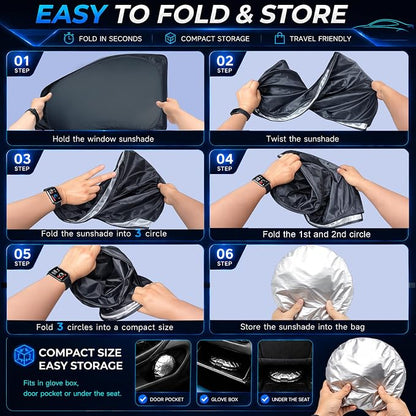 Front Windshield ＆ Side Window Sun Shade for 2007-2021 Toyo'ta Tundra Crew Max Cab Double Cab 4Door, Foldable Window Sunshade Sun Visor Protector, Window Shades Blocks UV Rays Heat, Pack of 3 - Image 4