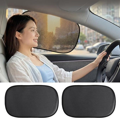 Car Window Shades (2 Pack) - Upgraded Mesh Sun Shade, Strong Static Cling - Heat Blocking, Anti-Glare & UV Protection - Foldable Memory Frame, Won't Block View - Universal Fit 99% Cars by Unknown