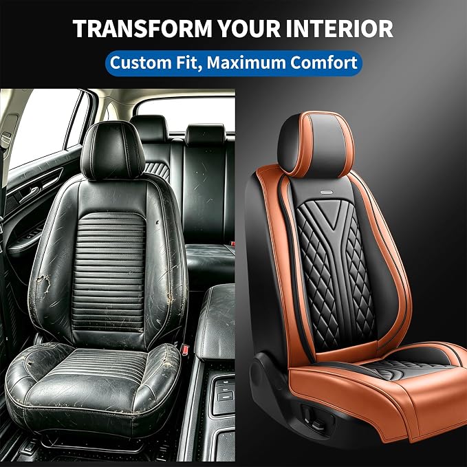 for GMC Yukon 2007-2026 Car Seat Covers, Full Set, Brown | Luxury Full Coverage Leather Seat Protectors, Waterproof Breathable, Non-Slip, Easy to Install, Airbag Compatible, All-Season - Image 5