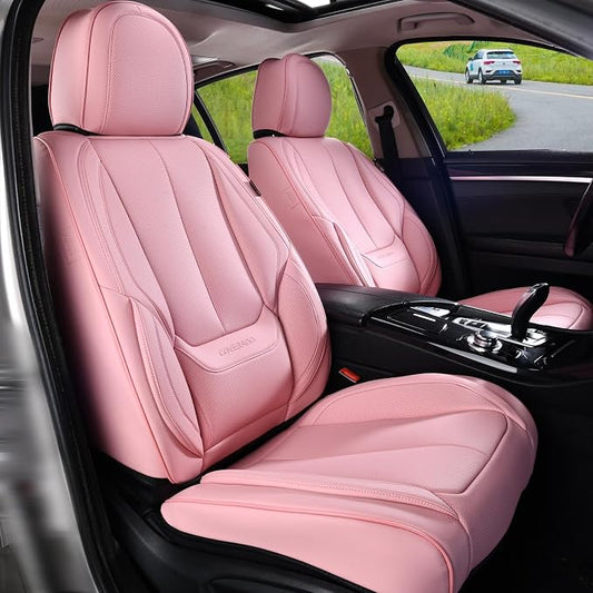 Coverado Seat Covers, Car Seat Covers Front Seats, Car Seat Cover, Car Seat Protector Waterproof, Car Seat Cushion Leather, Pink Seat Covers Carseat Cover Universal Fit for Most Cars by COVERADOAUTO