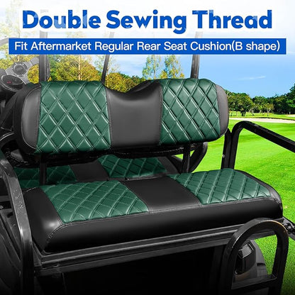 NOKINS Golf Cart Seat Covers 4 Piece Fits Club Car DS 2000.5-Up | Front and Rear Seat Vinyl Covers, Golf Cart Accessories, No Staples(Dark Green and Black) - Image 3