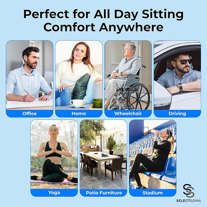 Gel Seat Cushion for Long Sitting, Pressure Relief for Sciatica, Tailbone, Coccyx & Back Pain, Office Chair, Wheelchair, Car & Truck – Standard Size Blue Gel - Image 5