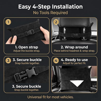 1 PC Car Tissue Holder, Soft-Leather Car Napkin Holder for Seat Back Armrest, Easy Access While Driving, Universal for Most Cars, Trucks, SUVs (Black #1) - Image 6