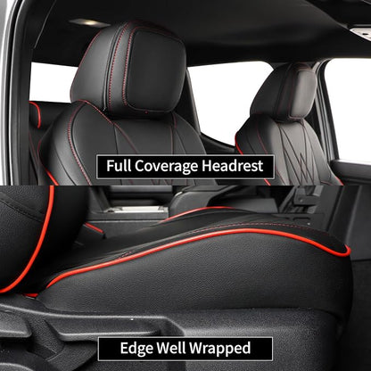 EKR Tacoma Car Seat Covers Custom Fit for Toyota Tacoma (Petrol) 2024 2025 2026 DoubleCab/CrewCab SR/SR5/TRD Sport/TRD Off-Road/Limited -Truck Seat Covers Full Set,Faux Leather(Black with Red Trim) - Image 3