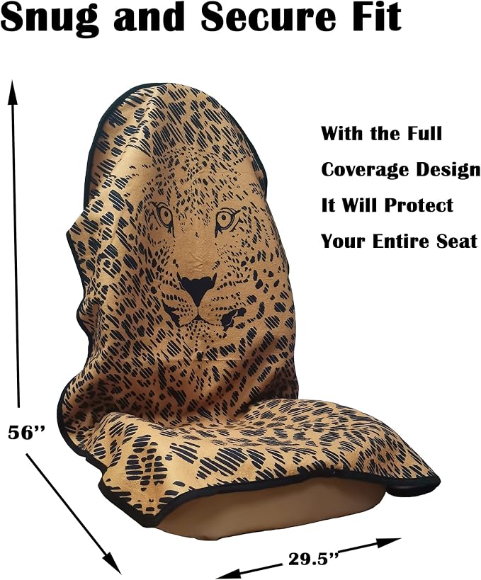 Car Seat Cover Protector Front Seats,for Gym Workout,Running,Swimming,Beach and Hiking,Waterproof Sweat Towel Bucket Seat Covers for Cars SUV Trucks (Leopard, 1Pcs) - Image 3