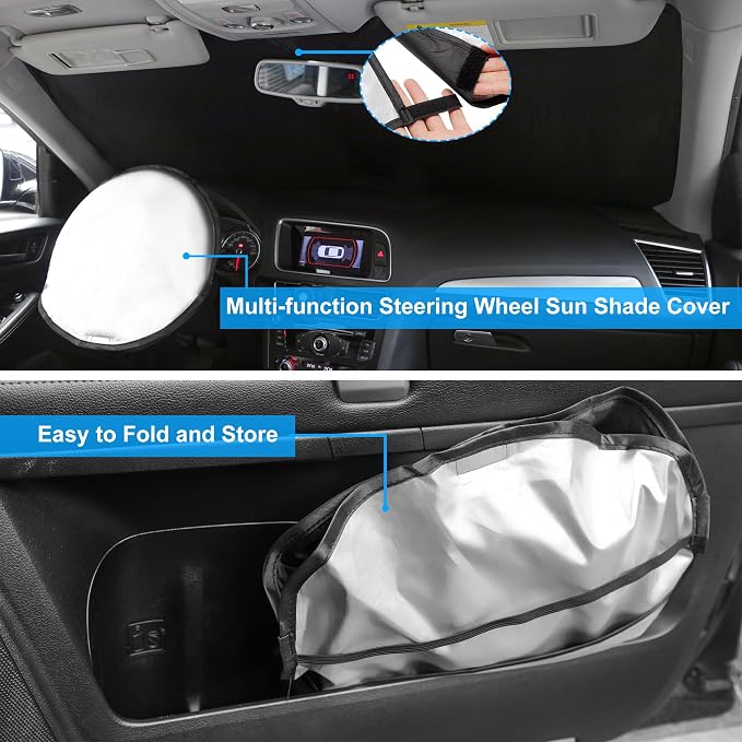 Windshield Sun Shade for 2018-2026 Volkswagen Tiguan Accessories | Full covered for windshield, Foldable & Durable, Block UV Rays, Reduce Heat, Easy to install, Keep Car Cooler - Image 5