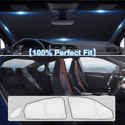 KMF 8pcs Thicken Full Sun Shades for Honda Civic Sedan 2016-2021(Not Hatchback) Accessories, Car Window Covers Sunshade for Windshield Side Rear, UV Block and Blackout Privacy for Camping Outdoor - Image 5