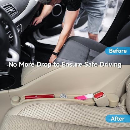 Givifive Car Seat Gap Filler Organizer 2Pack Soft Foam 3IN1 Multifunctional | Seat Side Gap Filler Strip with Slot & Hook Universal Fit Car SUV Truck Fill The Gap Between Seat & Console (Narrow Beige) - Image 2