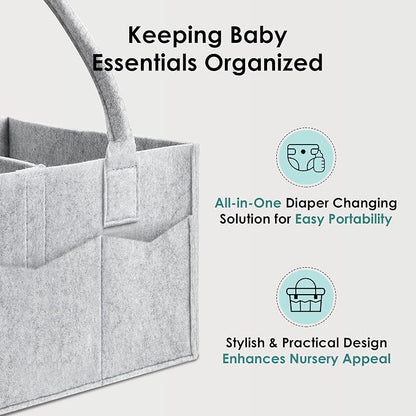 HIPHOP PANDA 2-Pack Diaper Caddy Organizer - Nursery Storage Bin & Car Organizer for Diapers, Wipes, and Baby Essentials - Dual-Color Solid Set (Dark Grey/Grey), Large Size - Image 6