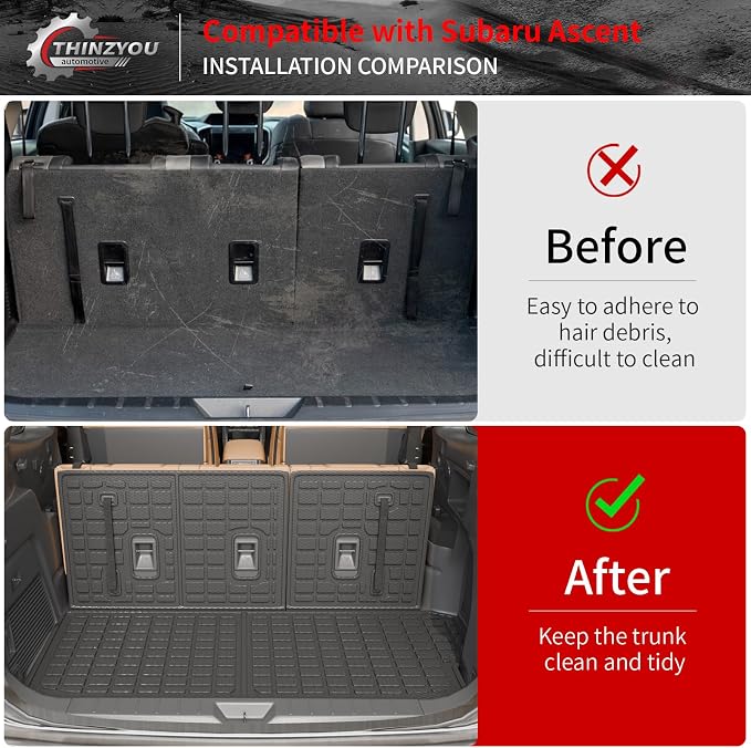 Floor Mats for 2019-2025 2026 Subaru Ascent | Trunk Mat Cargo Mat Liner TPE All Weather Back Seat Cover Protector 2023 Ascent Accessories - Image 5
