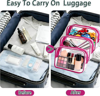 18 Pieces Small Clear Makeup Bags Bulk, TSA Approved Toiletry Bag Clear Cosmetic Pouch with Zipper, Waterproof Vinyl Plastic Organizer Case for for Women Carry-on Travel Essentials (Rose Red) - Image 8
