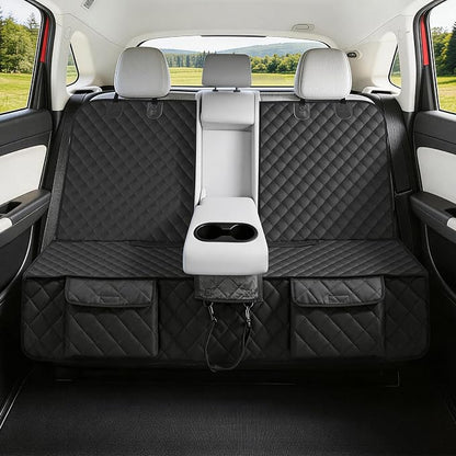 Bark Lover Dog Car Seat Cover for Back Seat,Armrest Compatible, Waterproof Backseat Protector, Nonslip Rear Seat Cover for Dogs & Kids, Universal Size Fits Cars Trucks SUVs(Black) by BarkLover