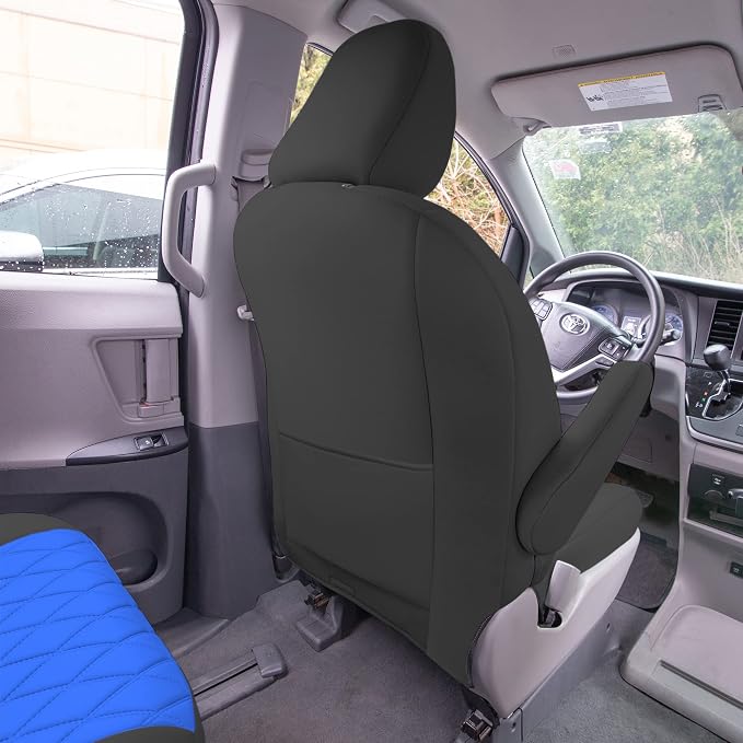 FH Group Custom Fit Car Seat Covers Specifically Made for 2011-2020 Toyota Sienna 7 Seater with Ultraflex Neoprene Water Resistant Automotive Seat Covers - Full Set Blue - Image 9