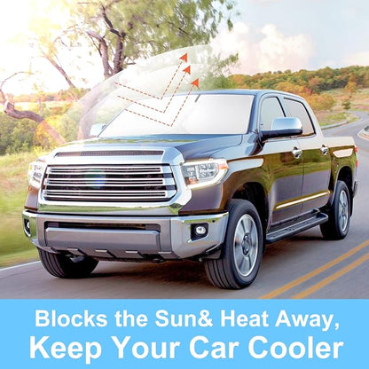 Front Windshield Sun Shade Foldable Car Front Window Sun Shade Windshield Shade Custom Fit for 2007-2021 Toyota Tundra Block UV Rays Heat Keep Car Cooler - Image 6