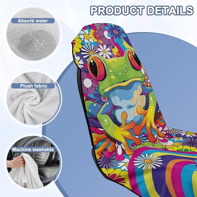 Funny Frog Car Towel Seat Cover 1 Piece Breathable Car Seat Cover Protector with Storage Bag Easy to Installation Fits for SUV Vehicle Sedan Truck - Image 6