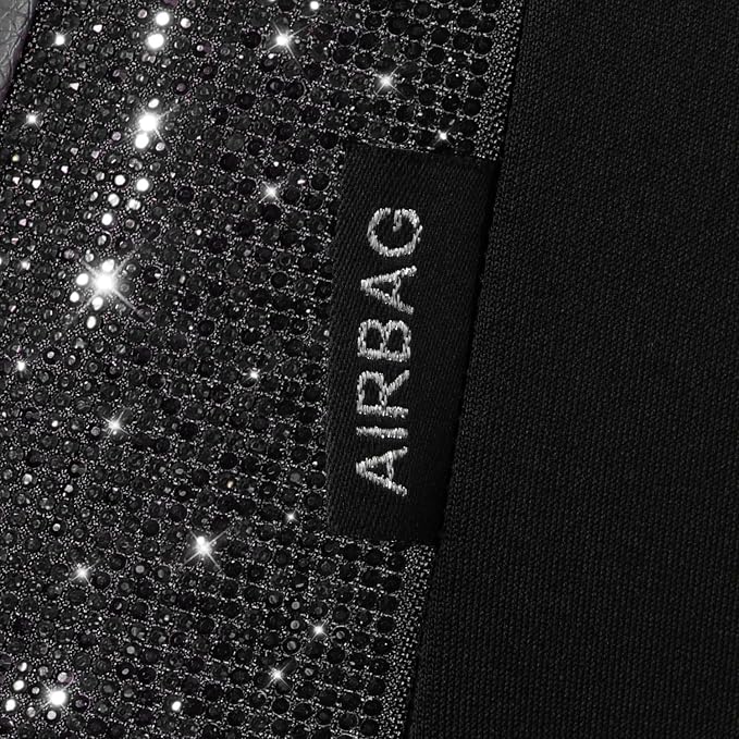 CAR PASS Bling Diamond Leather Car Seat Covers 2 Front Seats Interior Sets, Waterproof Shining Glitter Sparkly Crystal Universal Armrest Fit Automotive Truck SUV Cute Women Girl, Black PU Rhinestone - Image 5
