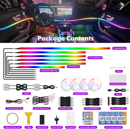 Dreamcolor Acrylic Car Interior Lights 22 in 1 RGB LED Strip Lights APP Control Zoned Control System 252 Color Modes DIY Fiber Optic Ambient Lighting Kits Music Car Neon Light Kits New Version - Image 9