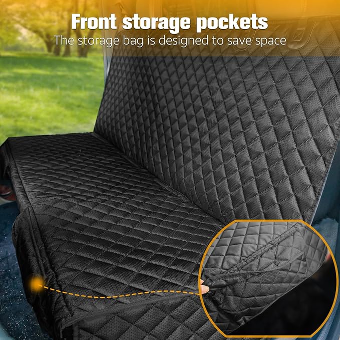 PETICON Dog Car Seat Cover for Back Seat, Rear Bench Seat Cover for Trucks | Waterproof Pet Seat Cover with Side Flaps for F150/Silverado 1500/Ram 1500/Sierra 1500, Velcro Openings for Child Seat Access - Image 7