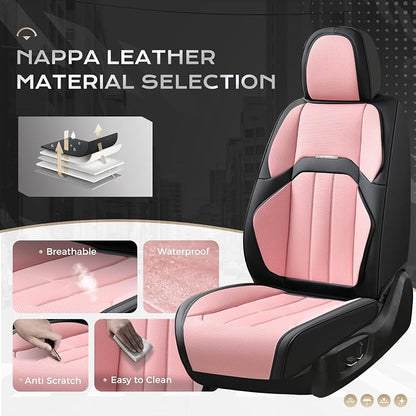 Coverado Nappa Leather Car Seat Covers Front Set, Luxury Waterproof Seat Protectors, Airbag Compatible Anti‑Slip Auto Seat Covers, Universal Fit for Most Cars SUVs Trucks Pickup Vehicles - Image 2