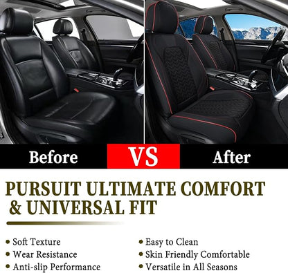 Coverado Front Seat Cover, Car Seat Cover Winter, 2PCS Car Seat Protector, Seat Covers for Cars, Breathable Faux Leather Car Seat Cushion, Car Seat Protector, Black Car Seat Covers fit Most Vehicles - Image 7