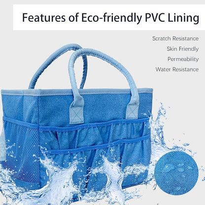 Cupohus Craft Organizer Tote Bag – Craft Caddy with 2 Mesh Side Pockets & Front Elastic Pockets, Foldable Large Capacity Supply Storage Bag for Sewing, Knitting, Painting, and Travel (Blue) - Image 6