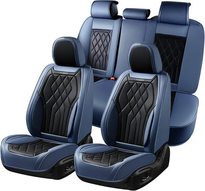 FLORICH Universal Seat Covers for Cars Full Set, Automotive Seat Covers, Waterproof Leather Car Seat Protector Fit for Most Sedans SUV Pick-up Truck- Blue&Black by FLORICH