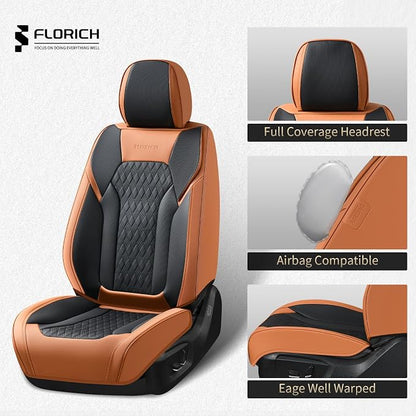 Seat Covers, Car Seat Covers Front Seats, Luxury Nappa Leather Seat Covers, Breathable and Waterproof Car Seat Protector 2 Seat, Automotive Seat Covers Universal for Most Cars-Brown&Black - Image 3