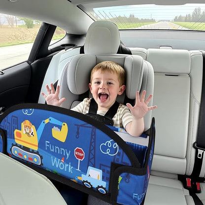 Kids Travel Tray for Toddler Car Seat, Road Trip Activities for Kid | Toddler Car Activities with No-Drop iPad Holder Stand, Roadtrip Essentials with Dry Erase Board & Cooler Cup Holder, Blue - Image 3