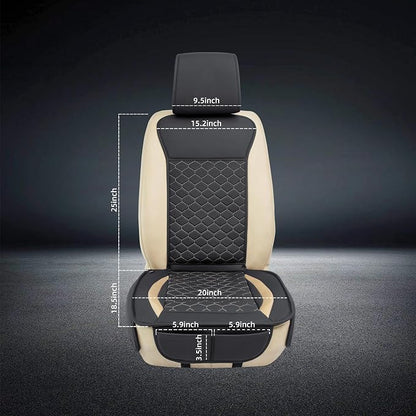 Elantrip Leather Car Seat Covers Front 2PC Black Gold Luxury Waterproof | Black faux leather with gold accents — luxury diamond-quilted interior upgrade - Image 7