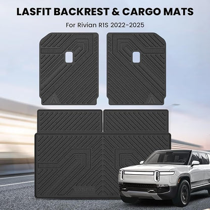 LASFIT Cargo Liner & 3rd-Row Backrest Mats for Rivian R1S 2022-2025 | Rear Cargo Area, 3rd-Row Seatback Protection, Premium TPE Liners, Custom Laser Fit, Easy to Wash - Image 2