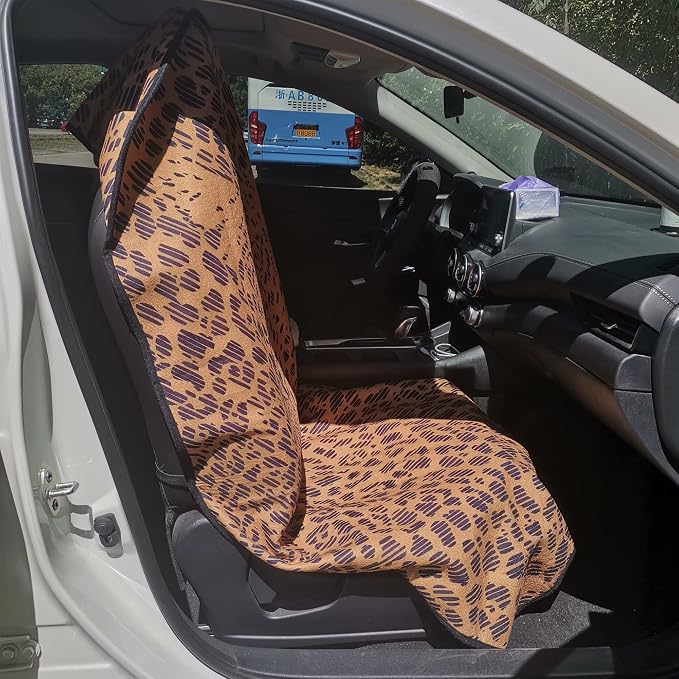 Car Seat Cover Protector Front Seats,for Gym Workout,Running,Swimming,Beach and Hiking,Waterproof Sweat Towel Bucket Seat Covers for Cars SUV Trucks (Leopard, 1Pcs) - Image 6