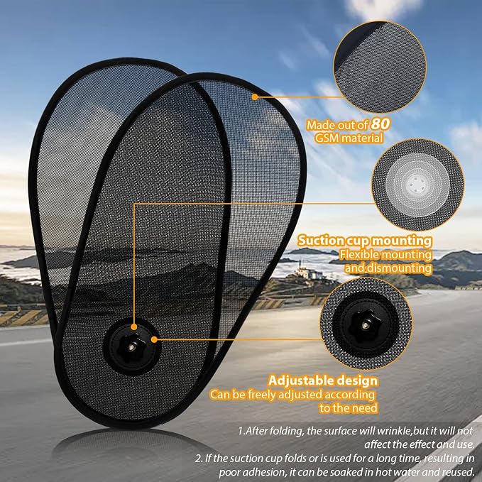2 Pack Car Window Shades for Baby - Rotatable Sun Visor for Side Window, Fits Driver/Passenger/Rear Windows, Mesh Sun Blocker with Suction Cups - Image 3
